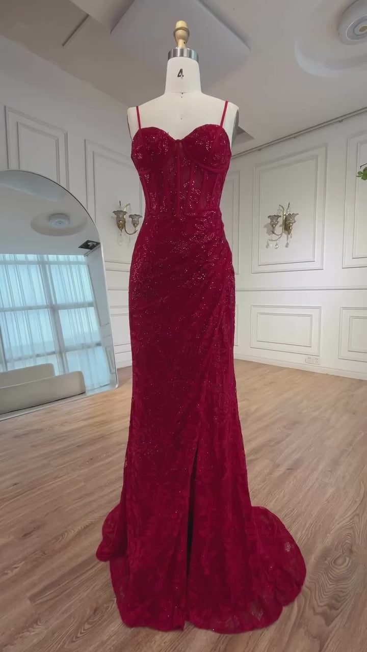 Elegant Red Prom Dress with Slit LA72998