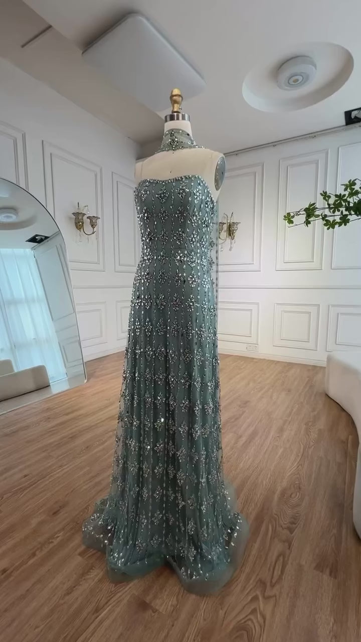 Luxury Nude Beaded Mermaid Evening Dress for Occasion Saudi LA72871