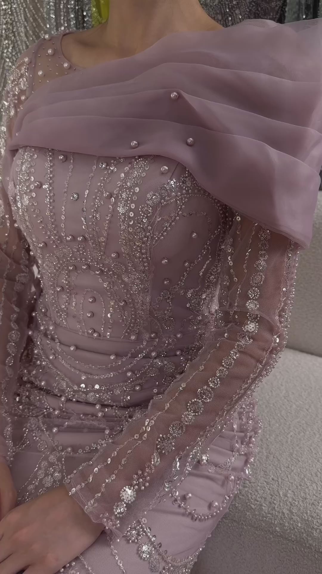 Luxury Pink Beaded Mermaid Evening Dress with Overskirt LA72348A