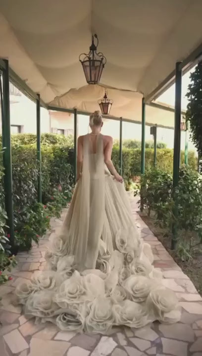 Elegant Sage Green 3D Flowers A Line Evening Dresses Gowns LA72913