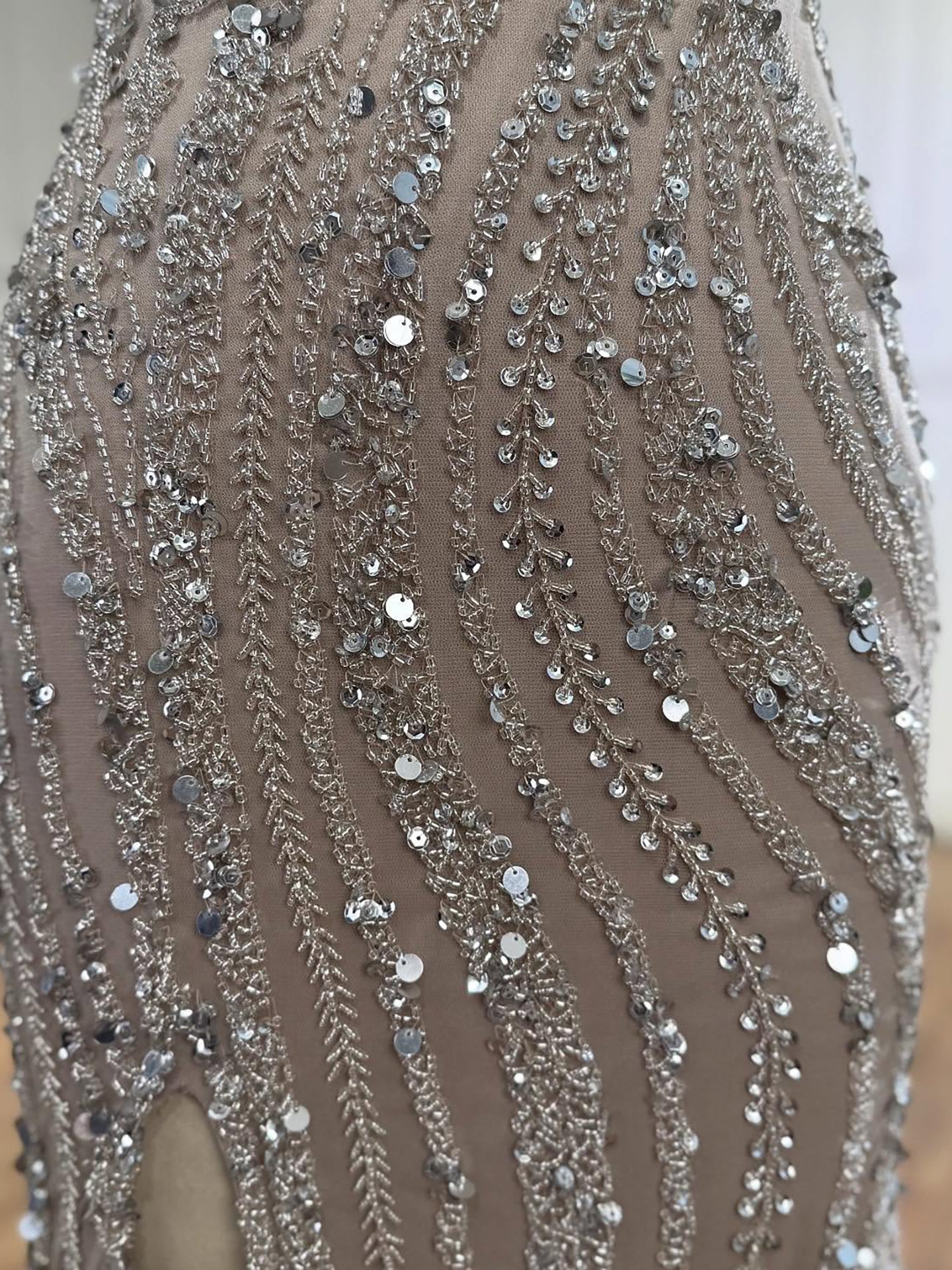 Luxury Caramel Beaded Mermaid Slit Evening Dress LA73535