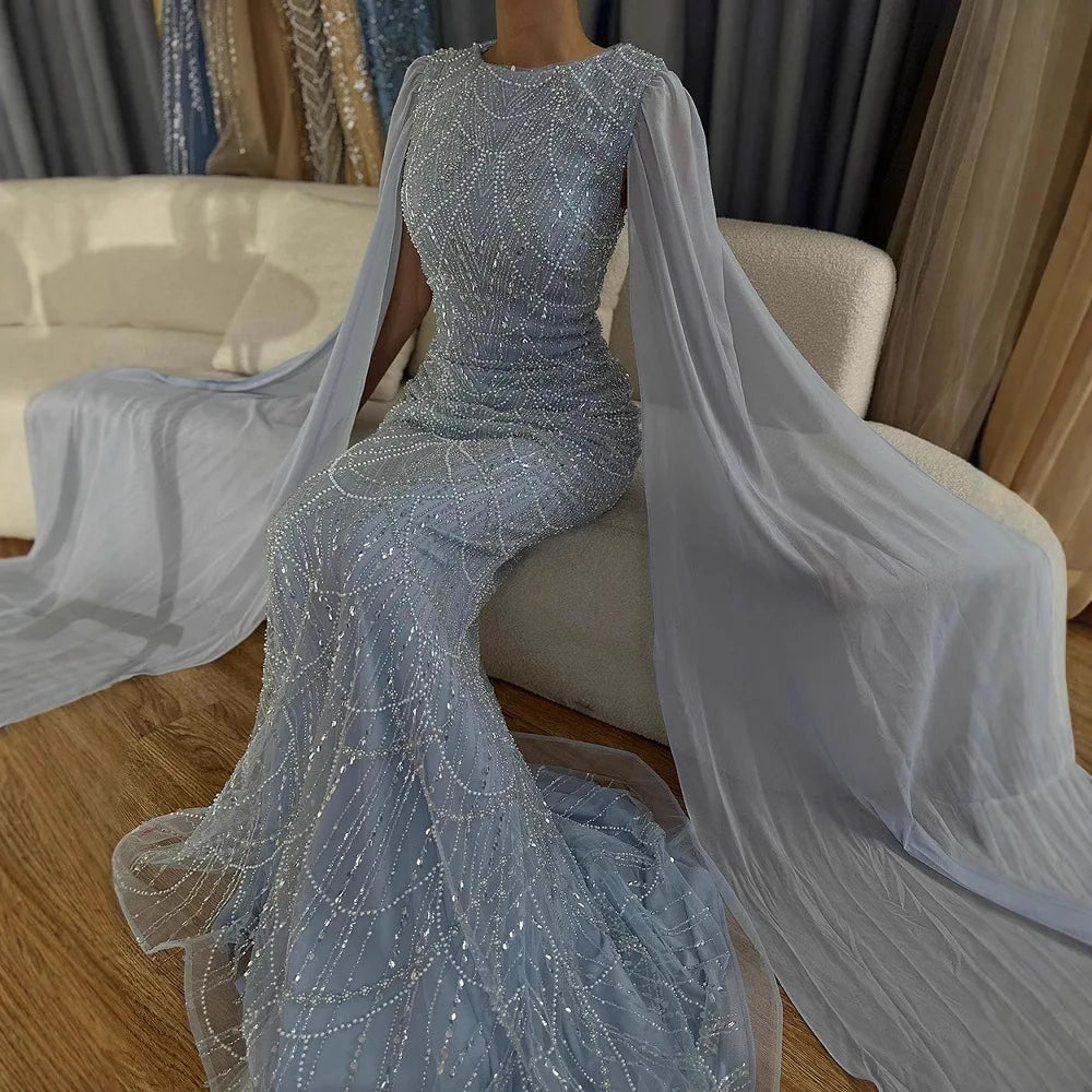 Luxury Beaded Gown With Cape Sleeves LA72160A