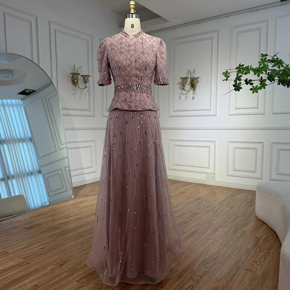 Luxury Designer Arabic Pink Evening Dress LA72955