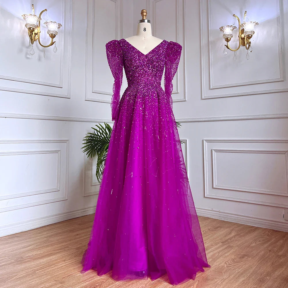 Green Mermaid Elegant With Skirt Sleeves Beaded Evening Dresses Gowns For Party LA71762