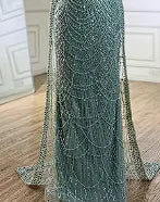 Blue Square Evening Dress With Long Sleeve Plus Size LA72032N