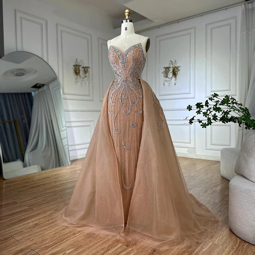 Luxury Turquoise Mermaid Evening Dress with Overskirt LA72880