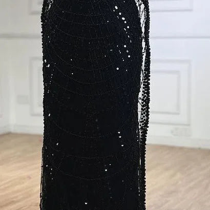 Luxury Arabic Mermaid Evening Dress with Cape Sleeves Plus SizeLA72590A