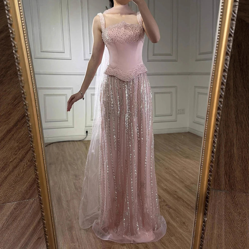 Glamorous Strapless Mermaid Evening Dress with Pearls LA73070