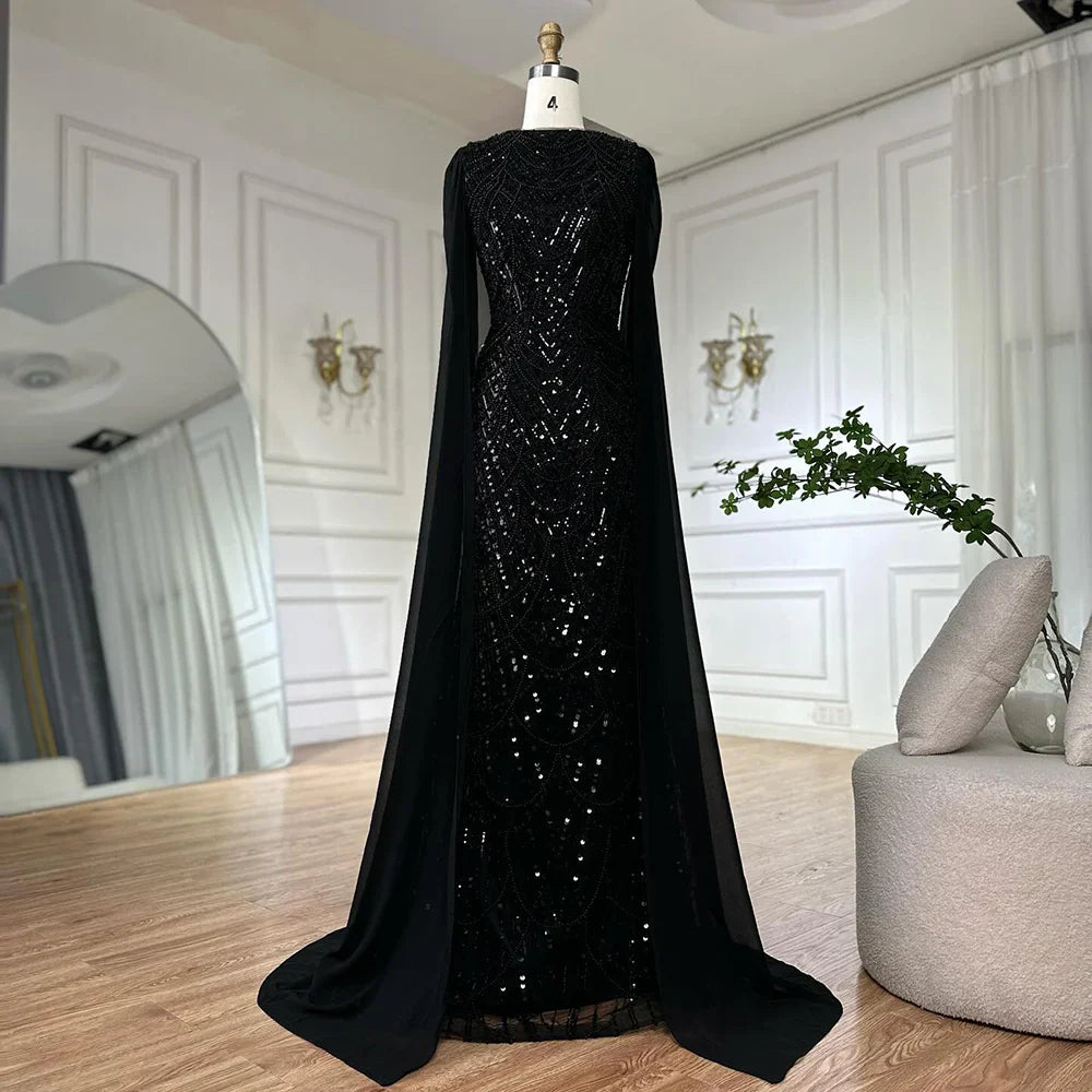 Luxury Beaded Gown With Cape Sleeves LA72160A