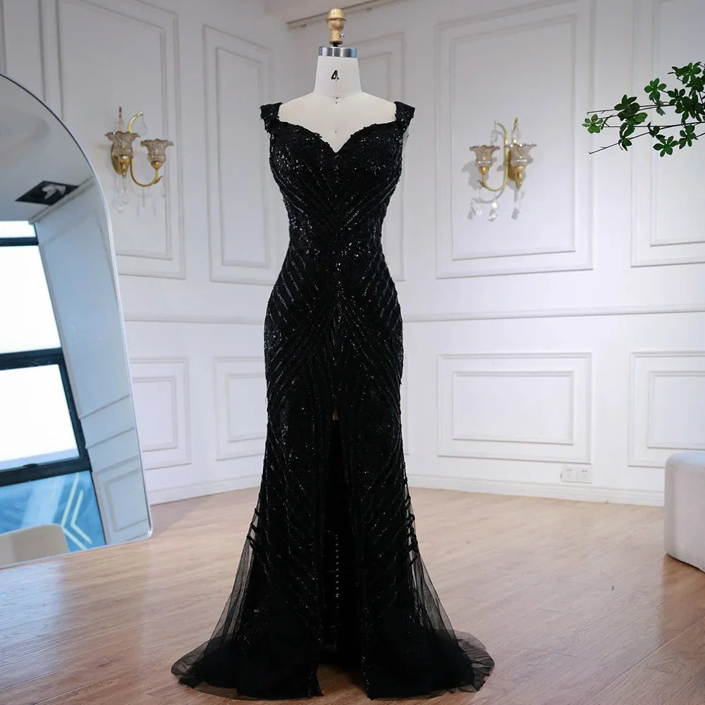 Luxury Silver Gray Off Shoulder Mermaid Evening Dress LA73018