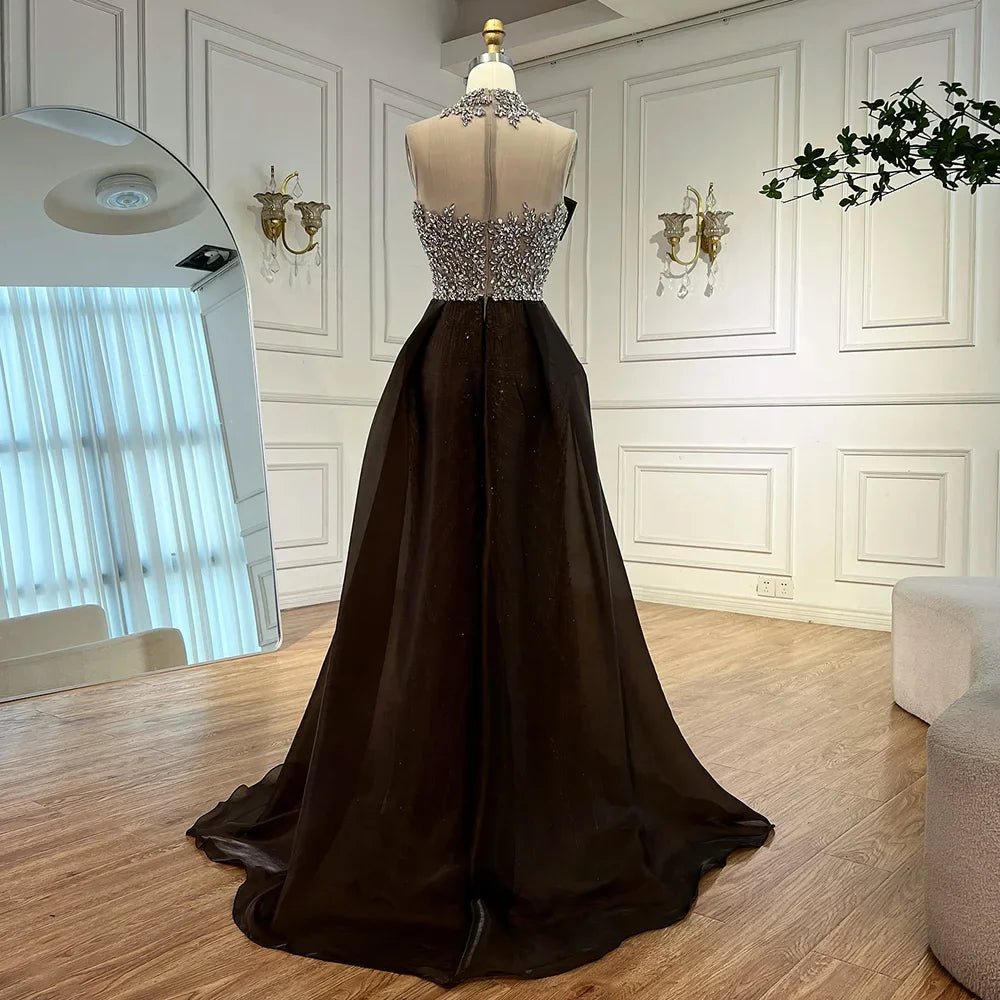Luxury Beaded Arabic Evening Dress with Slit LA72769