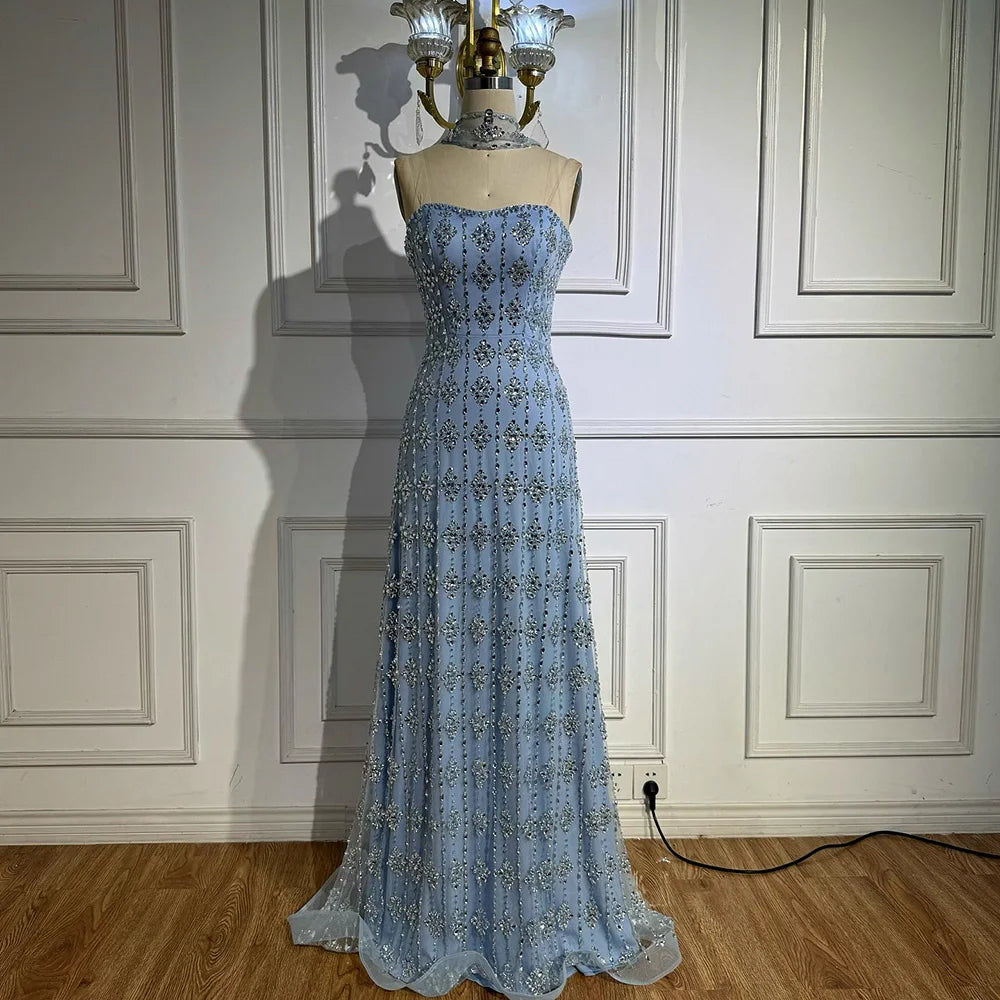 Luxury Nude Beaded Mermaid Evening Dress for Occasion Saudi LA72871
