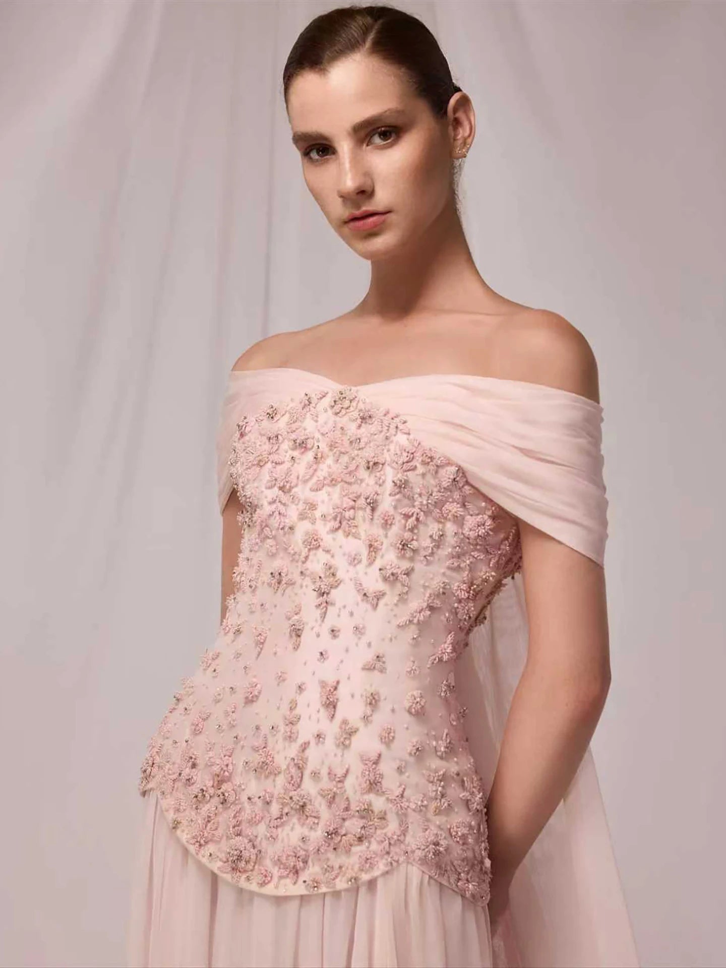 Luxury Pink A-Line Beaded Evening Dress LA73438