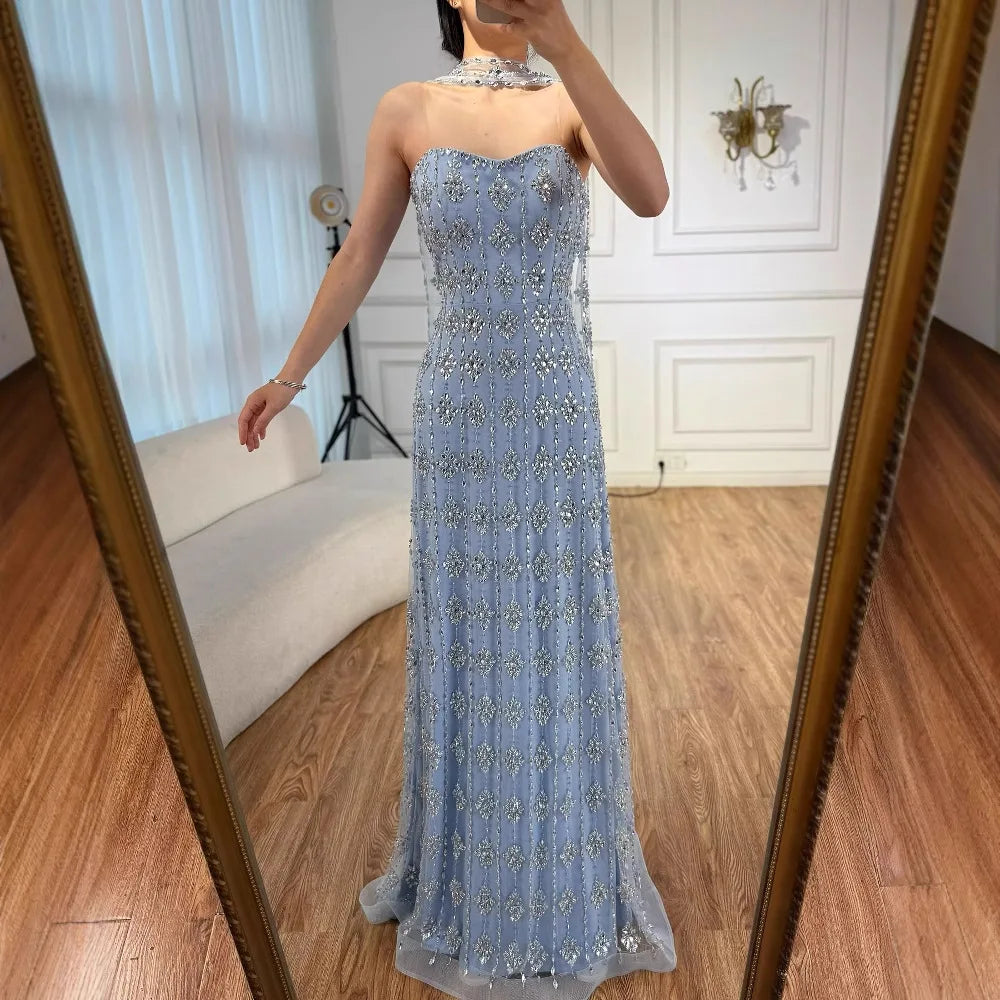 Luxury Nude Beaded Mermaid Evening Dress for Occasion Saudi LA72871