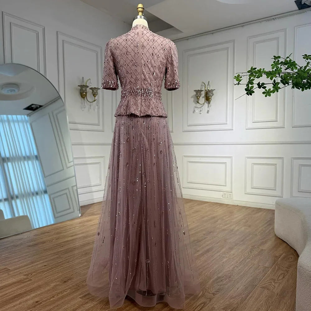 Luxury Designer Arabic Pink Evening Dress LA72955