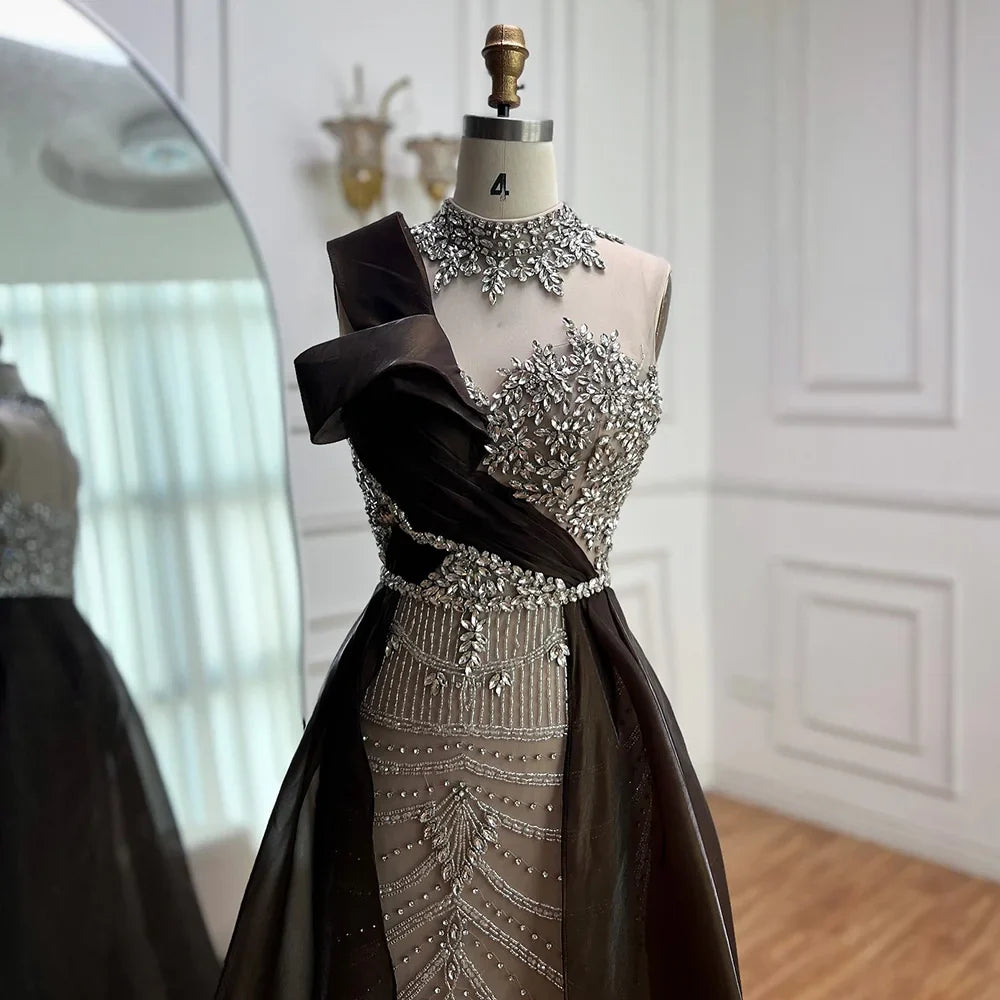 Luxury Beaded Arabic Evening Dress with Slit LA72769