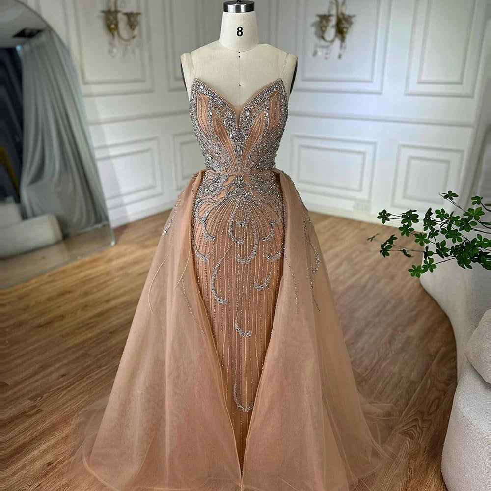 Luxury Turquoise Mermaid Evening Dress with Overskirt LA72880