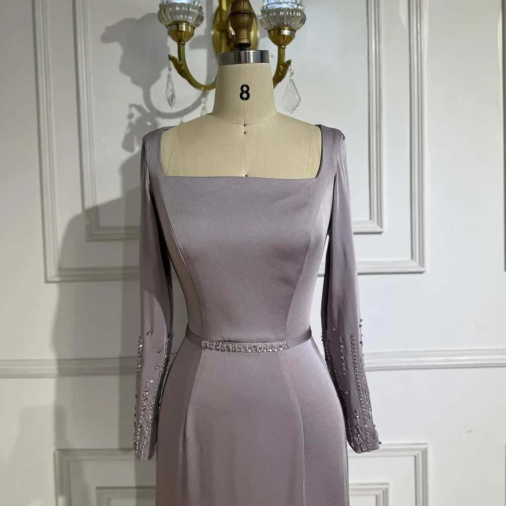 Luxury Lilac Ruffles Dubai Evening Dress Saudi Wedding Party LA72952
