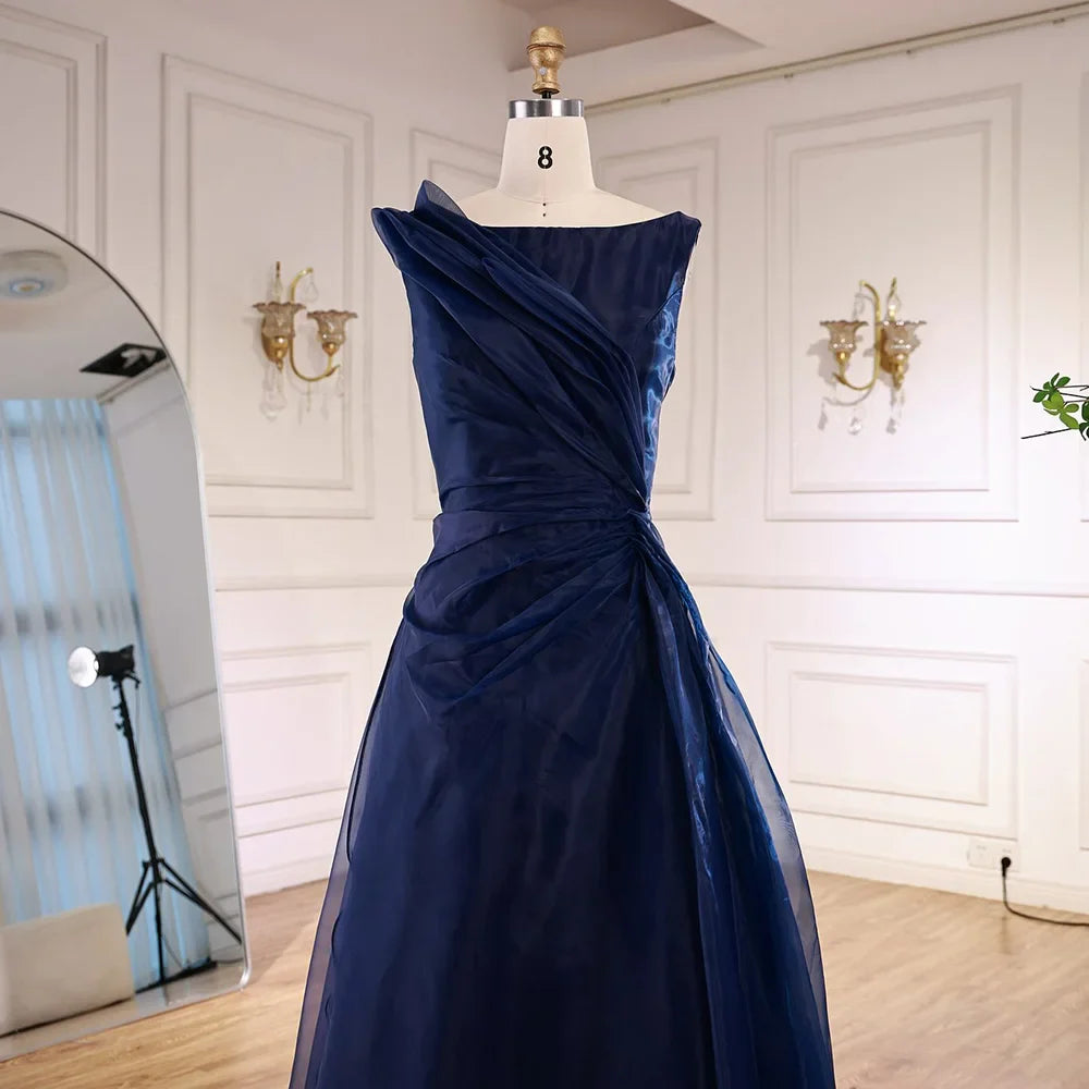 Burgundy Elegant A-Line Evening Dress with Draped Shoulder LA72944