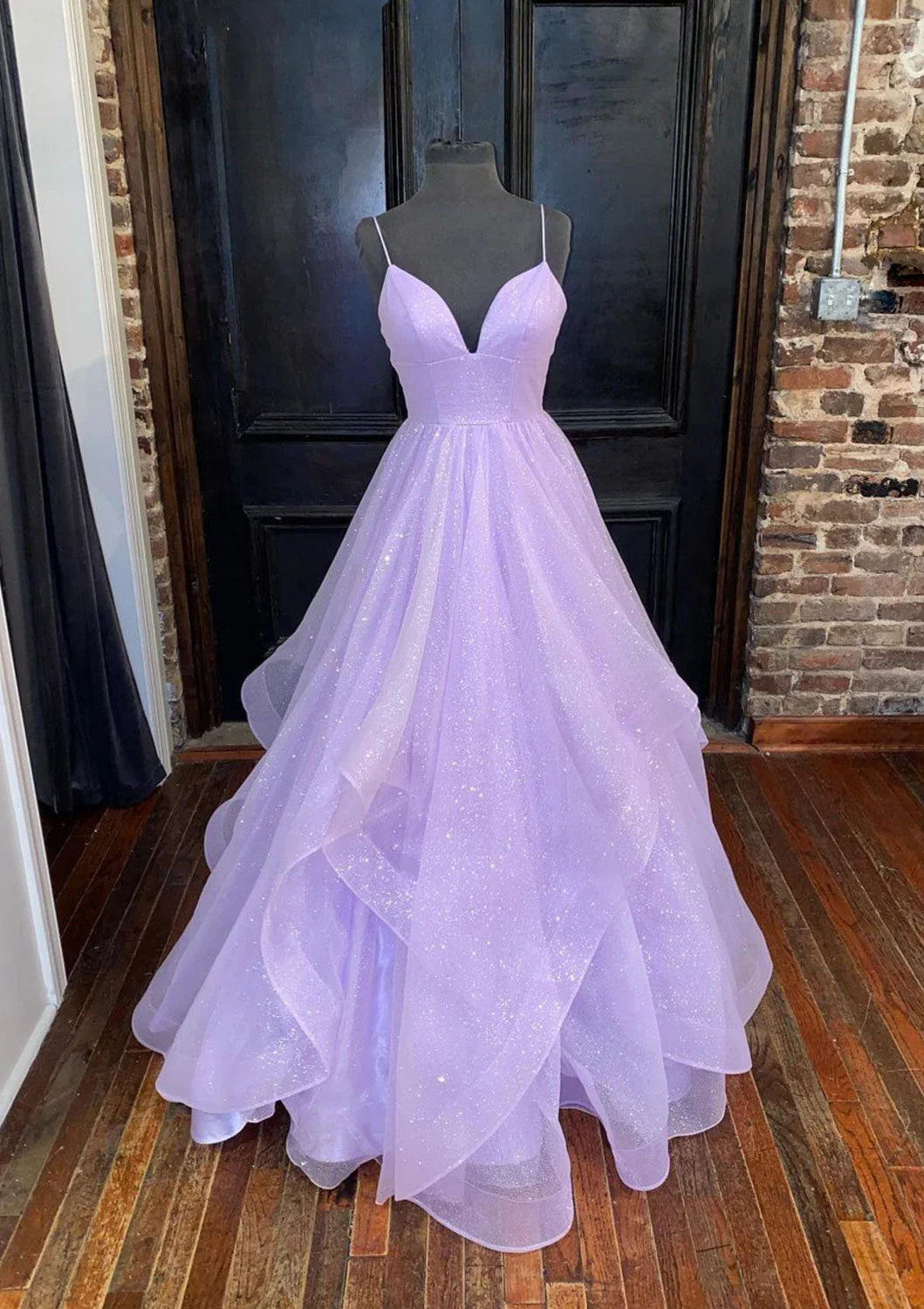 Serene Hill Arabic Lilac Elegant Spaghetti Strap Backless A-Line Prom Dress for Women | Wedding Party LA72676