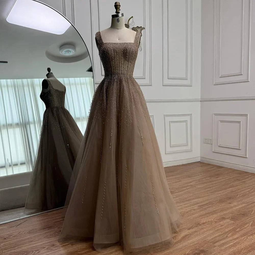 Purple Luxury Square Evening Dresses Arabic Gowns For Party Prom Dress Party LA72857