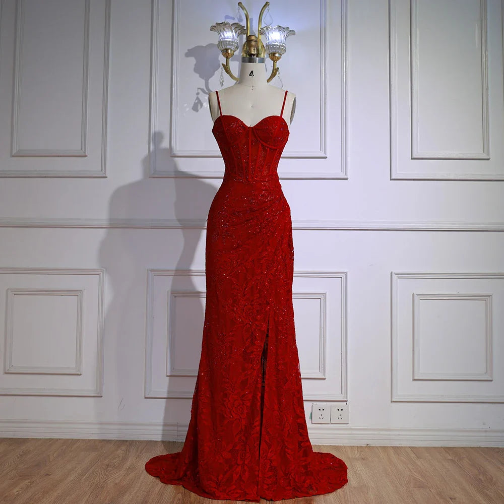 Elegant Red Prom Dress with Slit LA72998