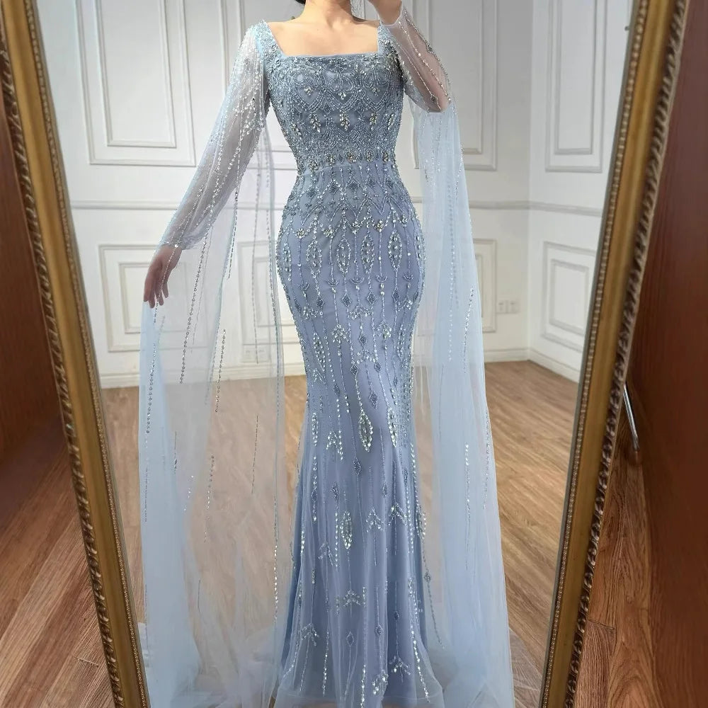 Luxury Caramel Evening Dress with Sleeves Cape 2025 LA72966