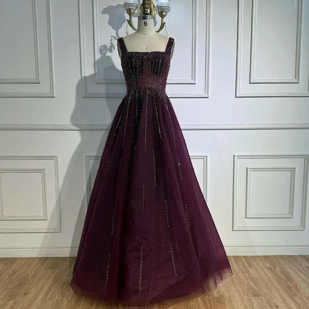 Purple Luxury Square Evening Dresses Arabic Gowns For Party Prom Dress Party LA72857