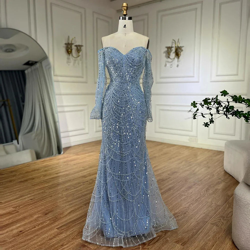 Elegant Off the Shoulder Mermaid Luxury Dubai Evening Dress for Party LA72243