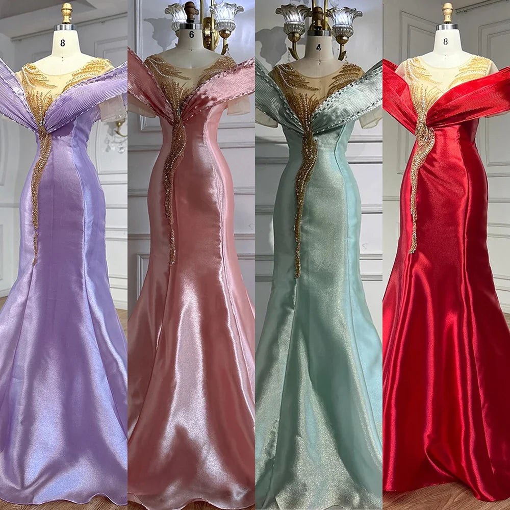 Luxury Designer Mermaid Satin Lilac Evening Dresses Gowns For Party LA72902