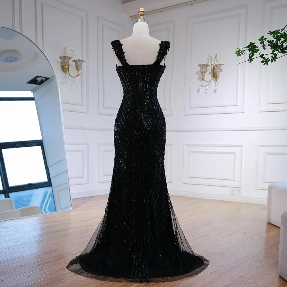 Luxury Silver Gray Off Shoulder Mermaid Evening Dress LA73018