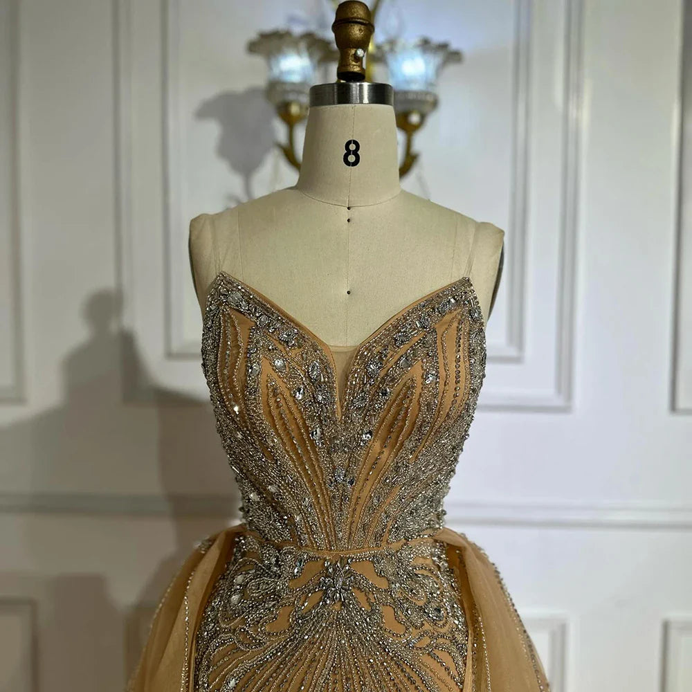 Luxury Turquoise Mermaid Evening Dress with Overskirt LA72880