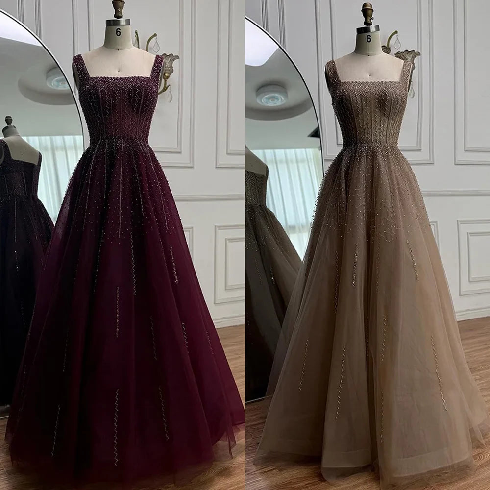 Purple Luxury Square Evening Dresses Arabic Gowns For Party Prom Dress Party LA72857