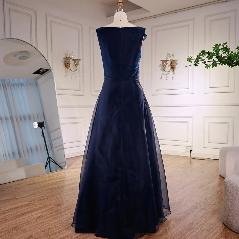 Burgundy Elegant A-Line Evening Dress with Draped Shoulder LA72944