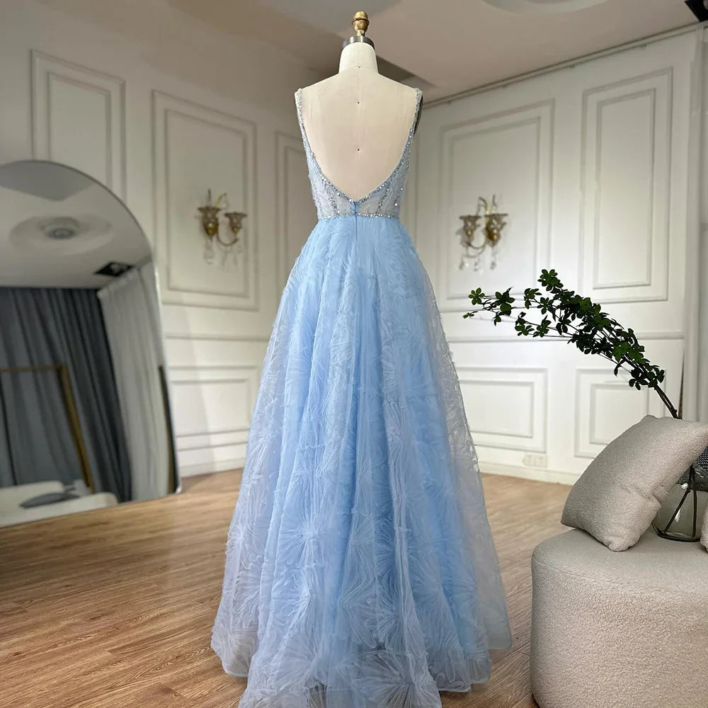 Serene Hill 2025 Arabic Sage Green Elegant Spaghetti Strap Backless A-Line Prom Dress for Women | Wedding Party LA72636