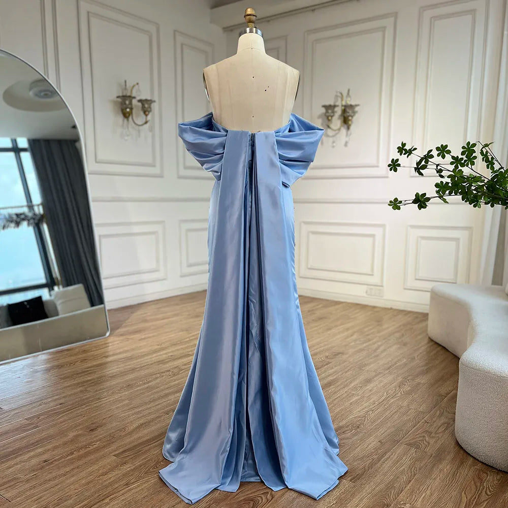 Luxury Baby Pink Off Shoulder Evening Dress for Women Party LA72414