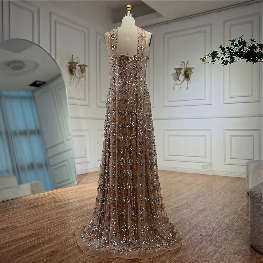 Luxury Nude Beaded Mermaid Evening Dress for Occasion Saudi LA72871
