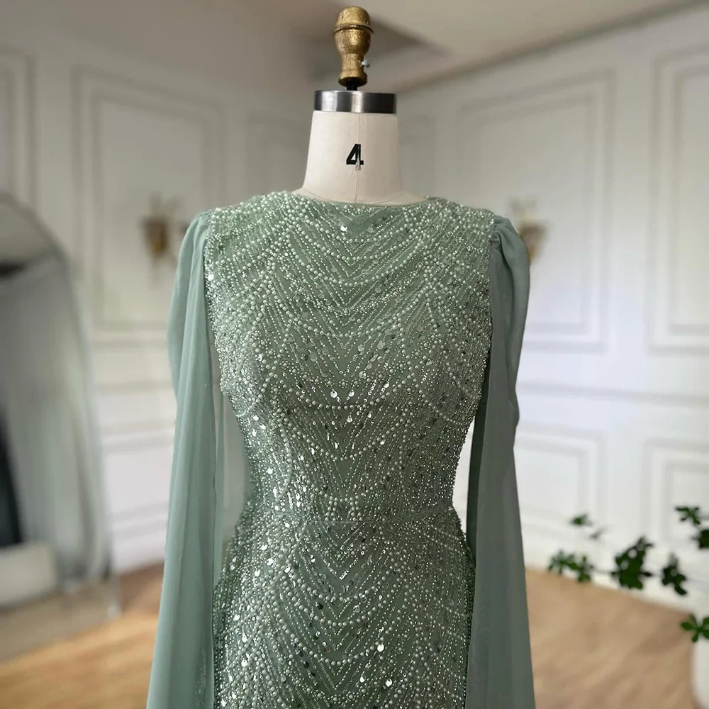 Luxury Beaded Gown With Cape Sleeves LA72160A