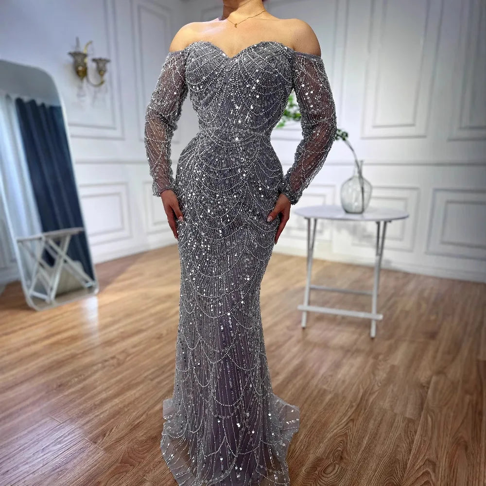Elegant Off the Shoulder Mermaid Luxury Dubai Evening Dress for Party LA72243