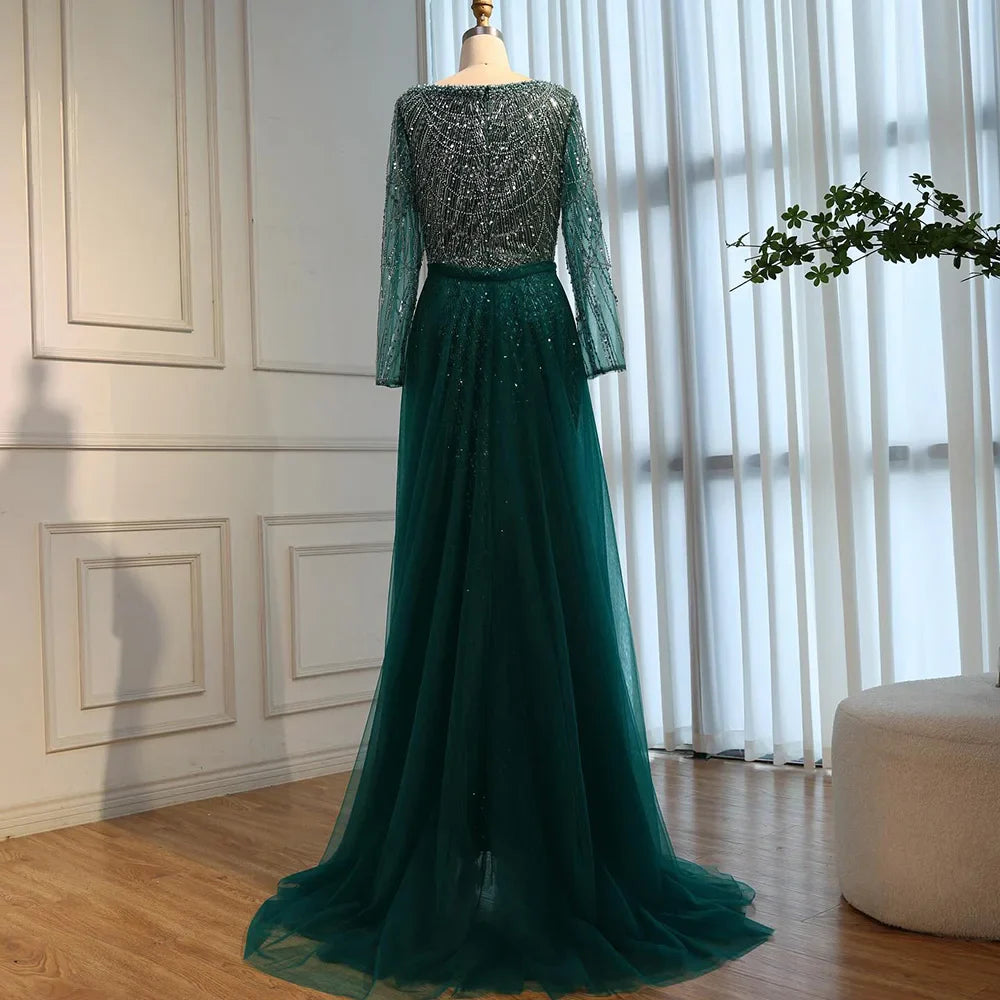 Blue Square Evening Dress With Long Sleeve Plus Size LA72032N