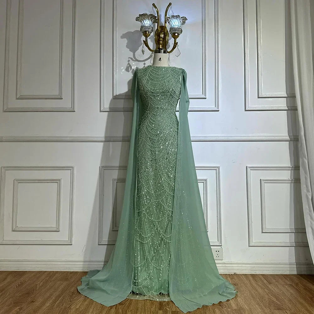 Luxury Beaded Gown With Cape Sleeves LA72160A