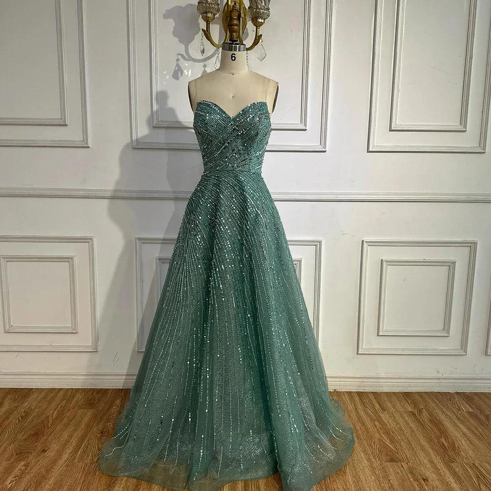 Serene Hill Arabic Caramel A Line Beaded Luxury Dubai Evening Dresses Gowns For Women Wedding Party 2025 LA72563