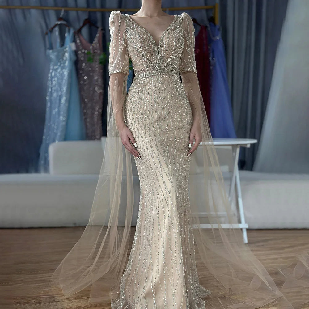 Luxury Fuchsia Evening Dress Mermaid Gown for Formal Occasion LA72774