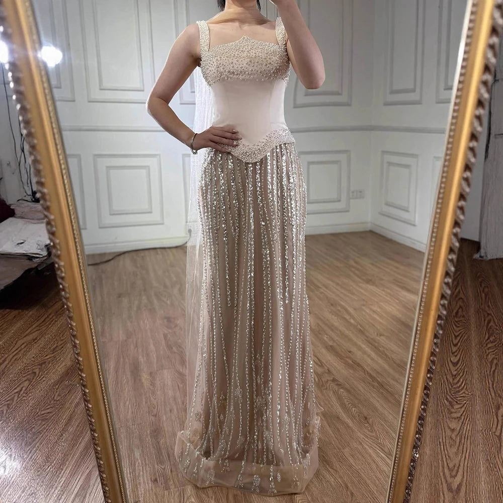 Glamorous Strapless Mermaid Evening Dress with Pearls LA73070