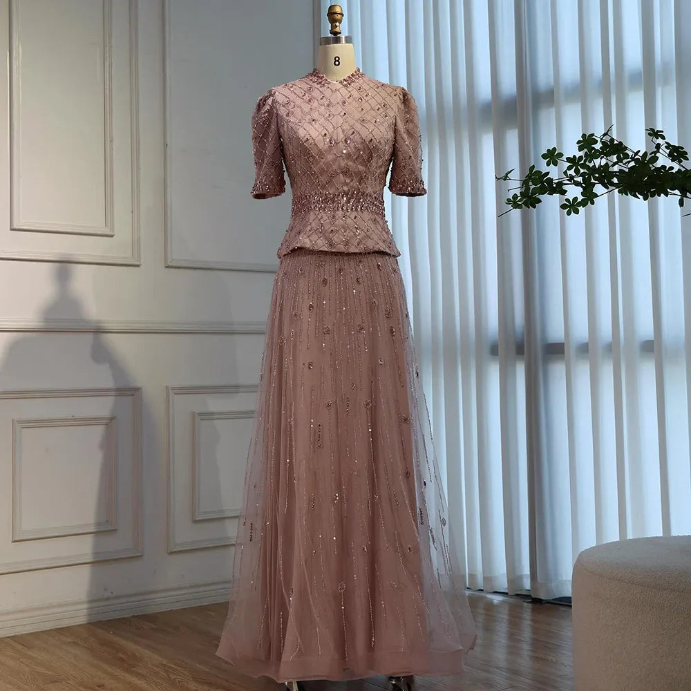Luxury Designer Arabic Pink Evening Dress LA72955