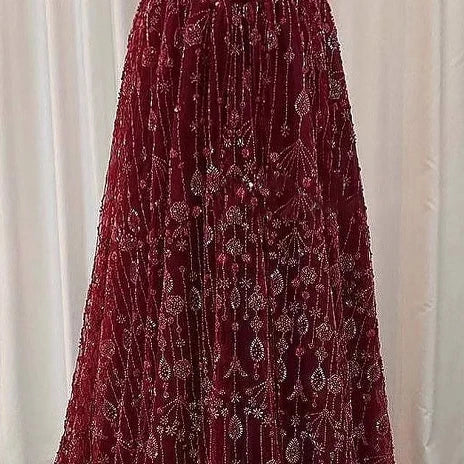 Luxury Sage Green and Pink Arabic Strapless Beaded Evening Dress LA72805D