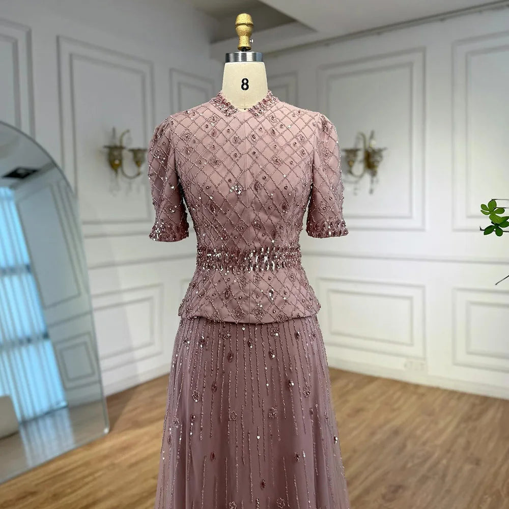 Luxury Designer Arabic Pink Evening Dress LA72955
