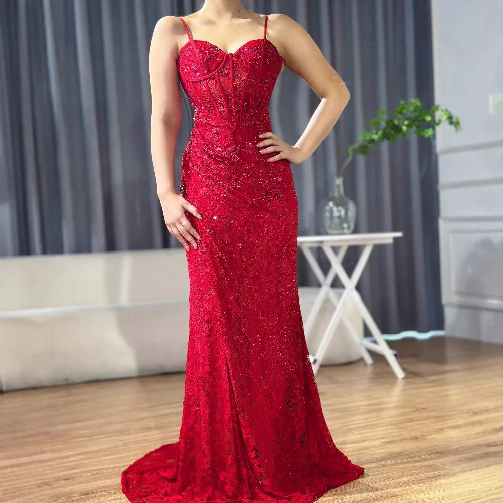 Elegant Red Prom Dress with Slit LA72998