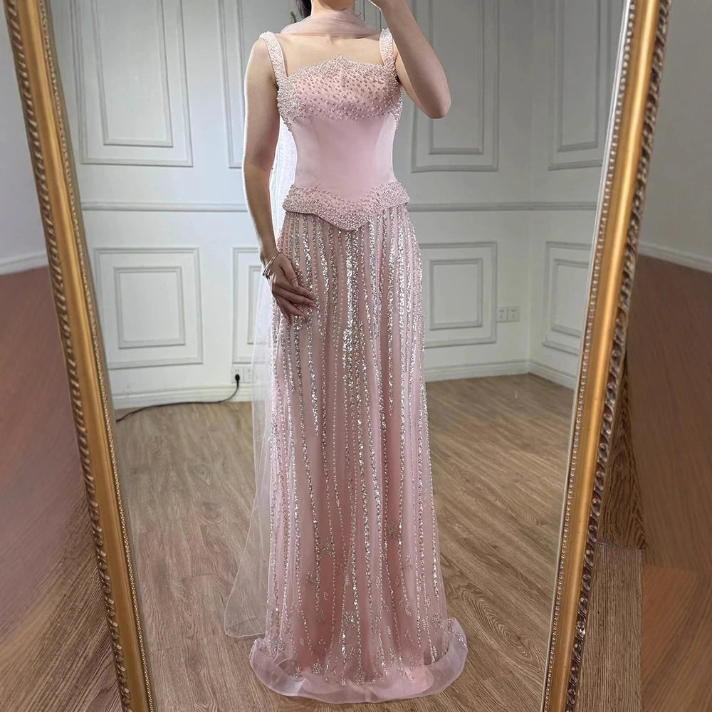 Glamorous Strapless Mermaid Evening Dress with Pearls LA73070