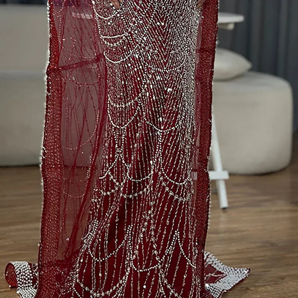 Luxury Beaded Gown With Cape Sleeves LA72160A